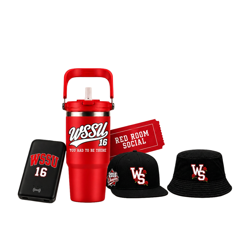 Class of 2016 Reunion Package with tumbler, portable charger, Red Room Social ticket, and your choice of hat